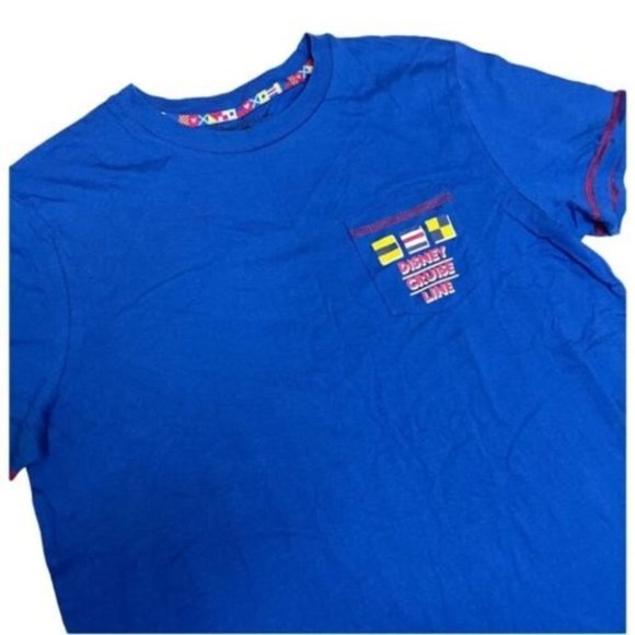 Disney Other - Disney Cruise Line Men’s L Flag T shirt Blue Red Stitching Pocket World Land
